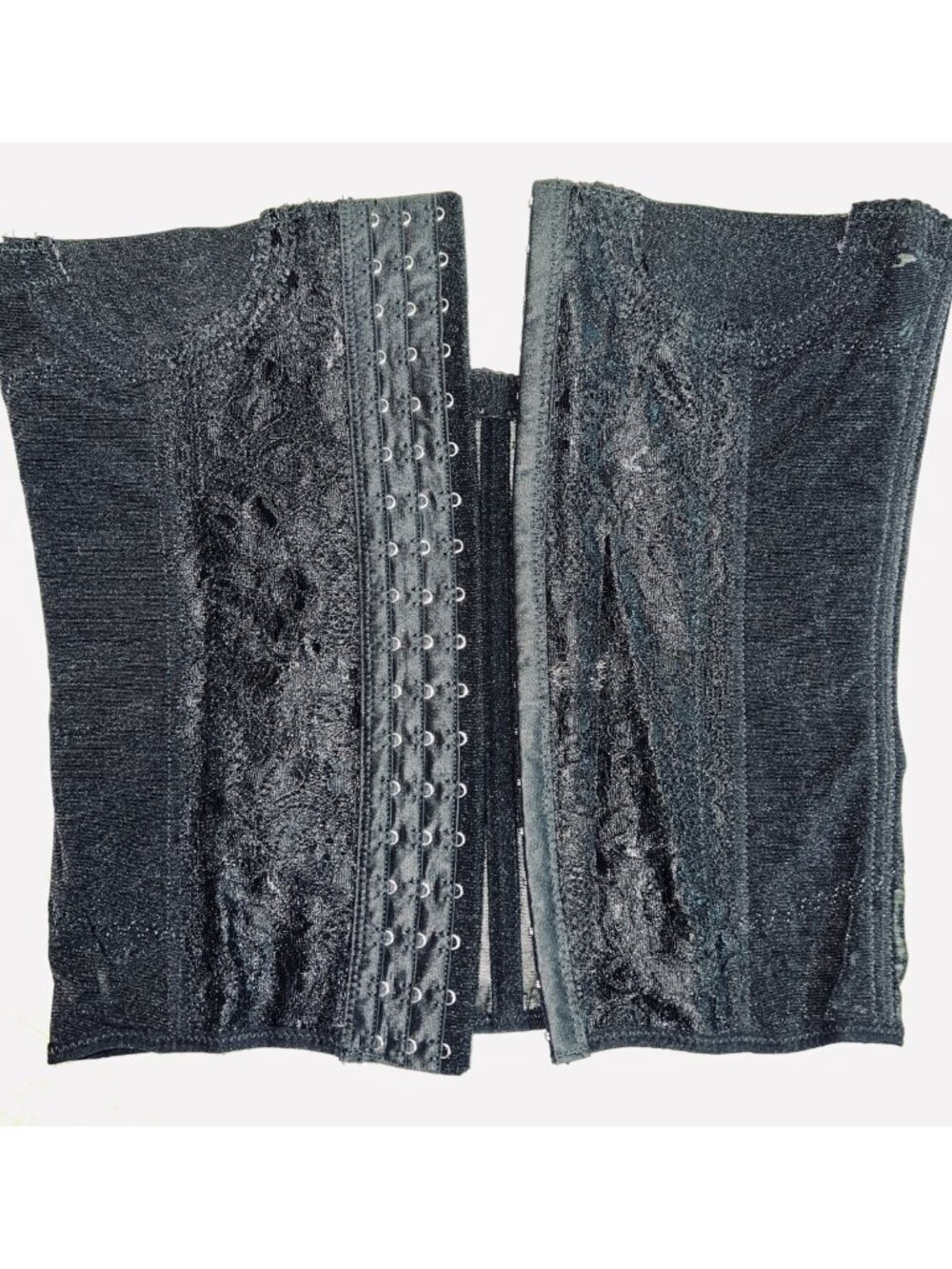 Black Lace-Up Corset Waist Trainer Shapewear XXL Adjustable Hooks Lightweight